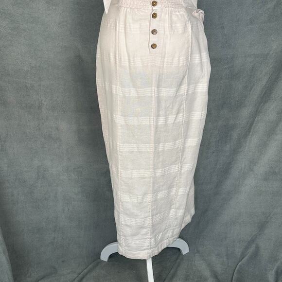 Free People Dress Womens Medium Pink Linen One Shoulder Midi Beach At Leisure - Picture 7 of 16